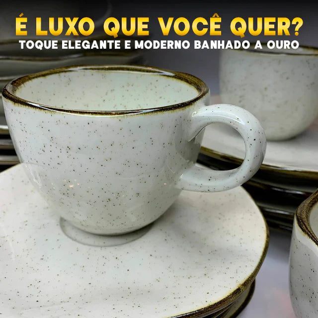 Conjunto Oxford de Luxo com 48 Peças de Jantar em Porcelana