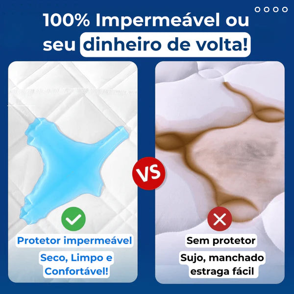 Protetor de Colchão Impermeável e Contra Rasgos + 2 Fronhas de BRINDE