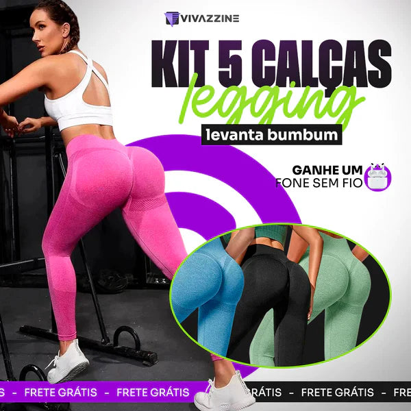 Kit 5 Calças Legging - Levanta Bum Bum